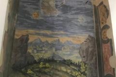 Affresco con il sole e la luna e paesaggio